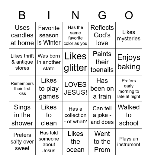Get Your Glow On! Bingo Card