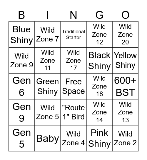 OniCain's PLZA Shiny Bingo Card