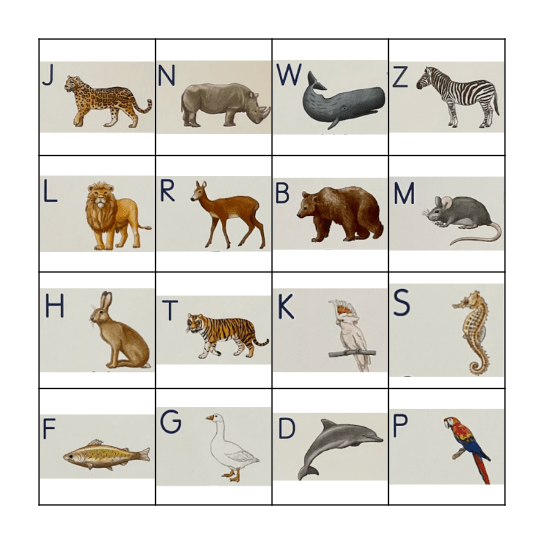 ABC der Tiere - Bingo Card