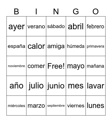 Calendario Bingo Card