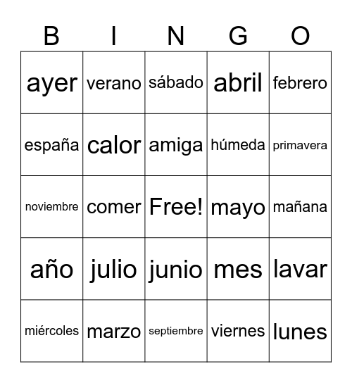 Calendario Bingo Card