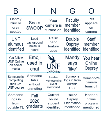 ONLINE OSPREY BINGO Card