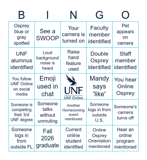 ONLINE OSPREY BINGO Card