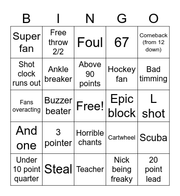 Basketball 2026 td Bingo Card