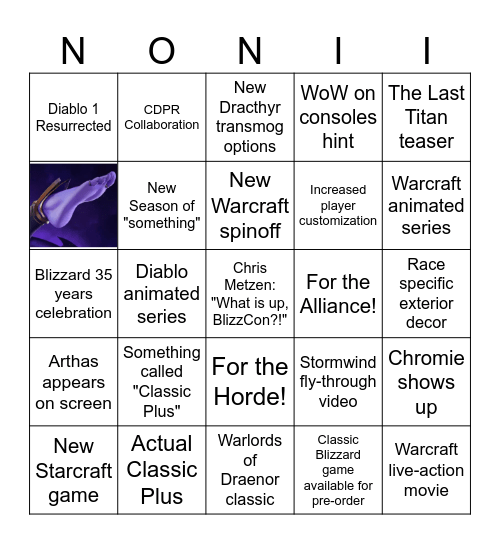BlizzCon 2026 Bingo Card