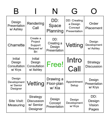 RH Design Bingo Card