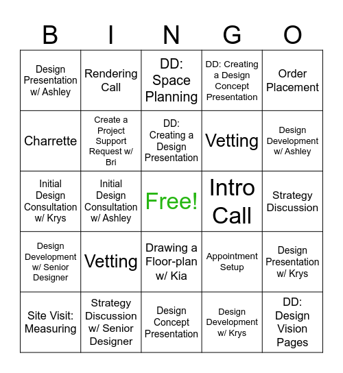 RH Design Bingo Card