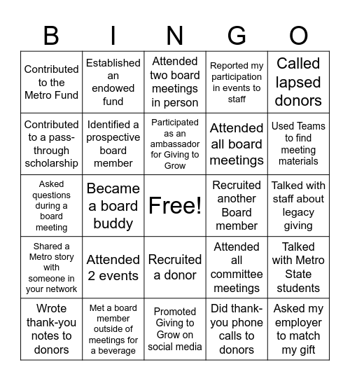 Board BINGO Card