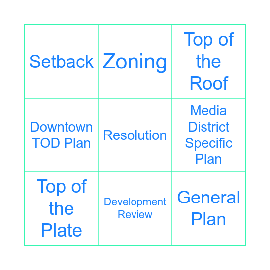 Planning Bingo Card