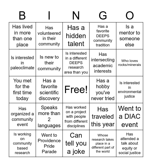 Find Someone Who... Bingo Card