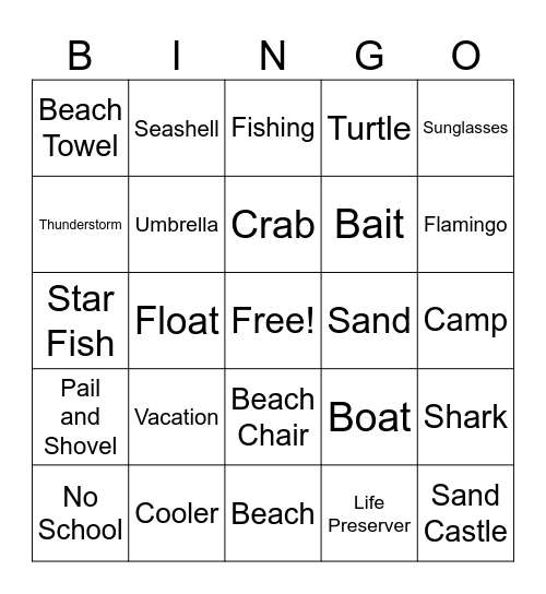Goodbye to Summer Bingo Card