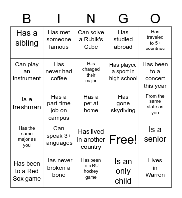 FG BINGO Card