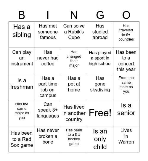 FG BINGO Card