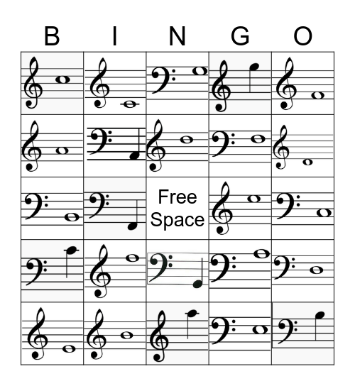 Music Note Bingo Card