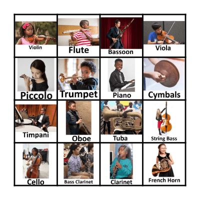 Orchestra Instruments Bingo Card