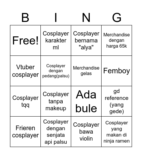 coswalk bingo Card