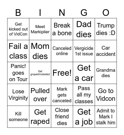 Mybug's 2026 Bingo Card! Bingo Card
