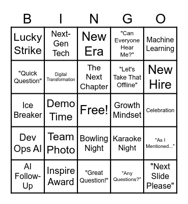 Dev Ops Bingo - Game 1 Bingo Card