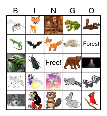 Forest Animals Bingo Card