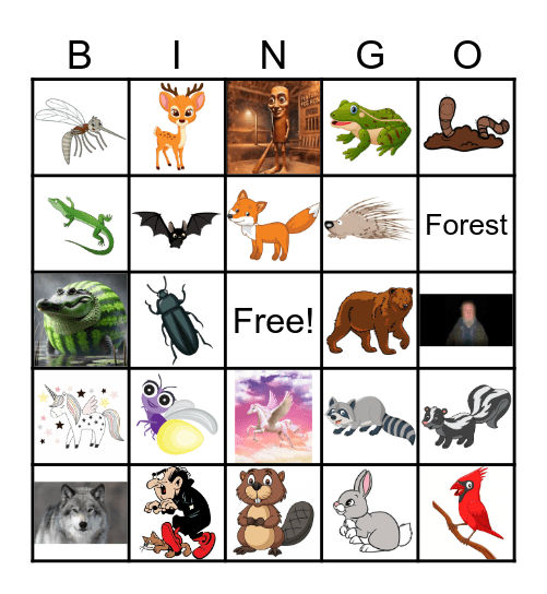 Forest Animals Bingo Card
