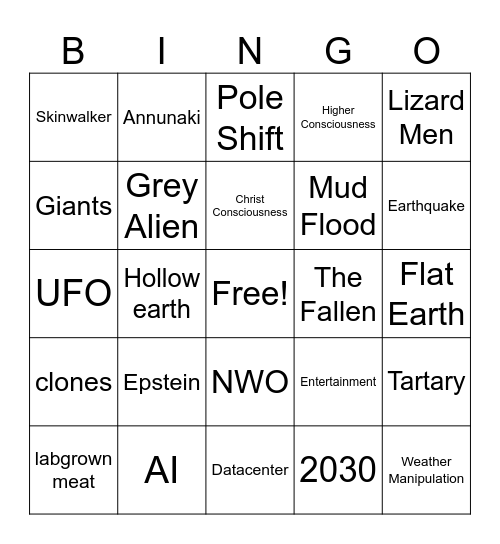 Conspiracy Bingo Card