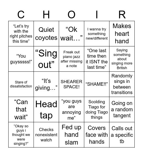 The shearer bingo Card