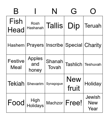Rosh Hashanah Bingo Card