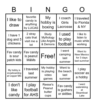 Getting to know you - Advisement Bingo Card