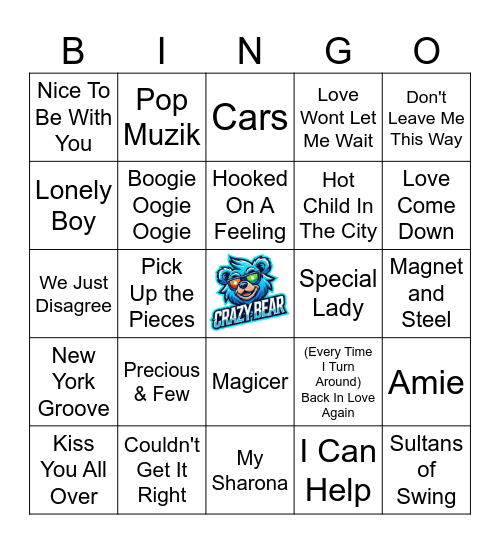70's One Hit Wonders Bingo Card