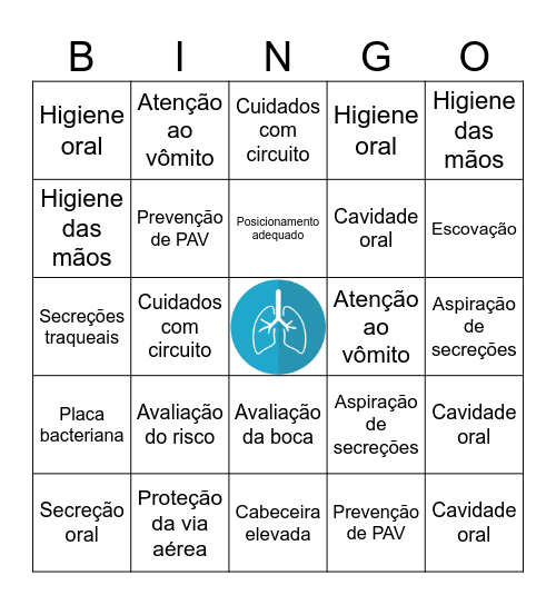 Higiene Oral, Broncoaspiração e Prevenção de PAV Bingo Card