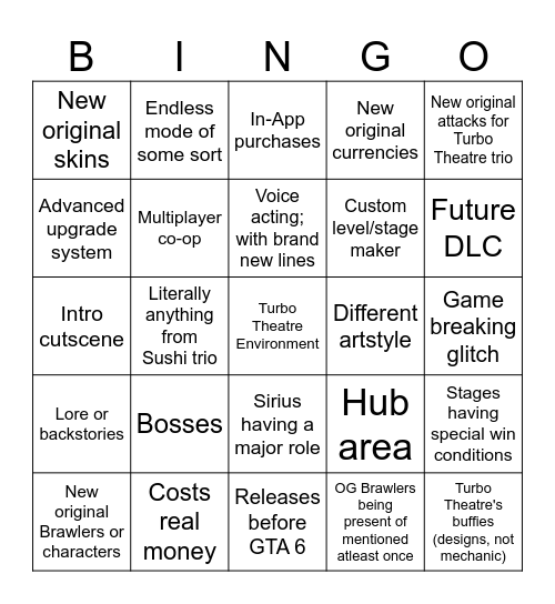Brawl Stars Steam spinoff bingo Card