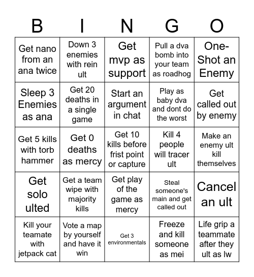 Lockout Bingo - overwatch Bingo Card