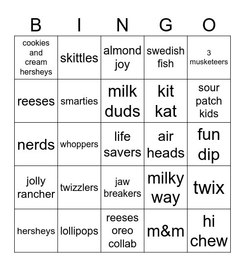 Candy! Bingo Card
