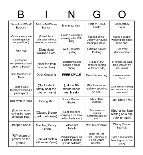 ERP Disney Bingo Card