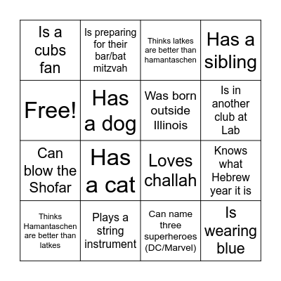 GET TO KNOW YOU BINGO Card