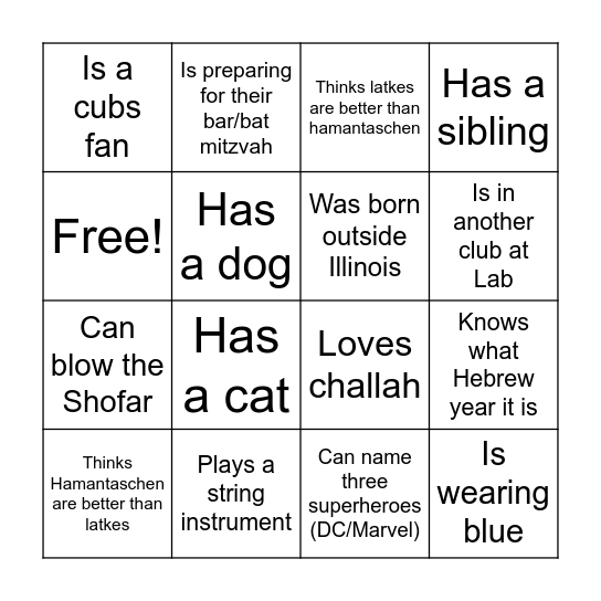 GET TO KNOW YOU BINGO Card