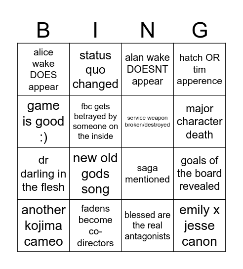 Control Resonant BINGO Card