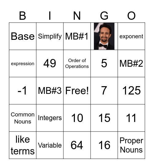 Math Bingo 9/10/26 Bingo Card