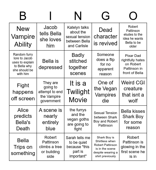 Twilight Night Bingo Card
