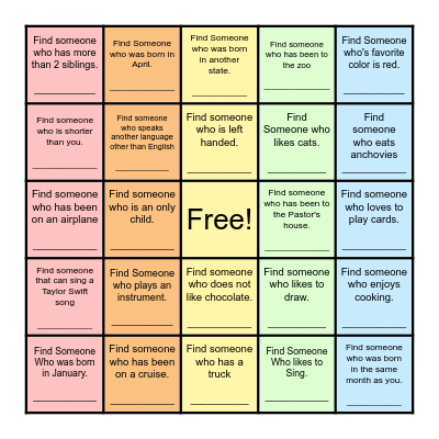 Find Someone Who... Bingo Card