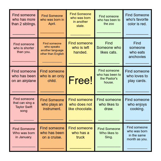 Find Someone Who... Bingo Card