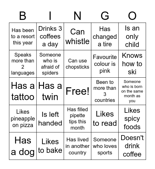 Icebreaker Bingo! Bingo Card