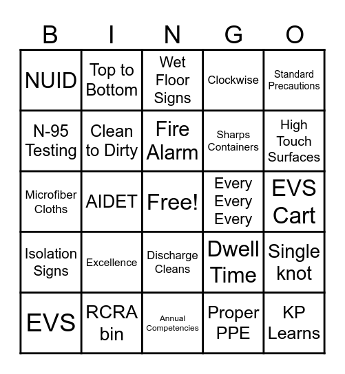 EVS Bingo Card