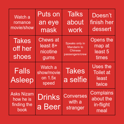 Melanie Aeroplane Bingo Card