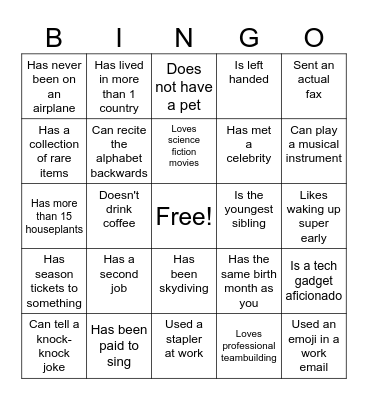 Find the Coworker Bingo Card