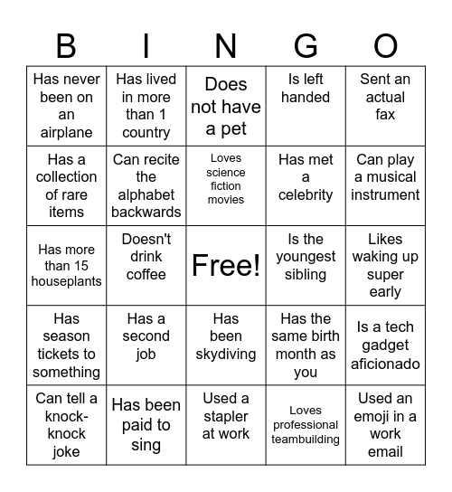 Find the Coworker Bingo Card