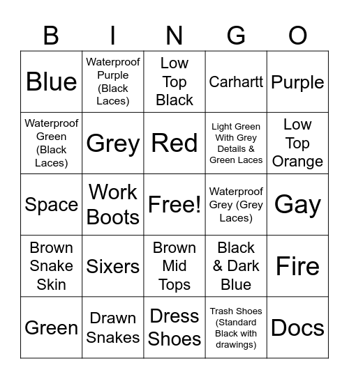 J Converse Bingo Card