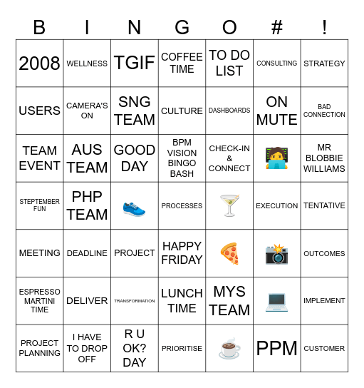 BPM Vision Bingo Bash Bingo Card