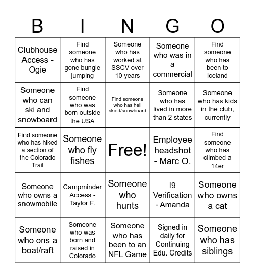 SSCV Staff Education Bingo #1 Bingo Card
