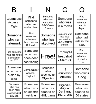 SSCV Staff Education Bingo #2 Bingo Card